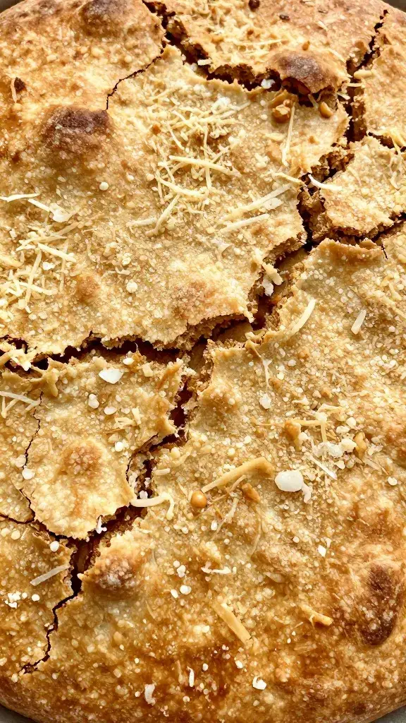 crackly crust detail with baked parmesan flecks