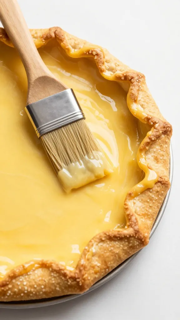 pastry brush glazing galette edge with egg wash