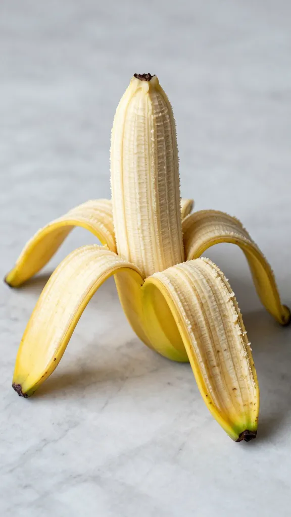 overripe banana with freckles on marble counter