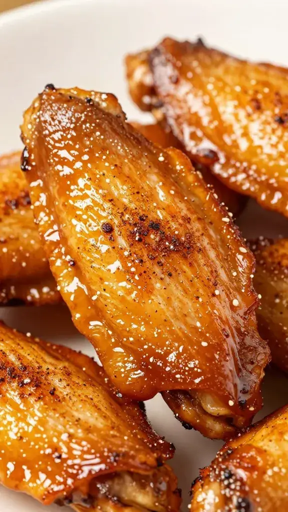 grilled chicken wing with cinnamon-spice glaze, tight macro