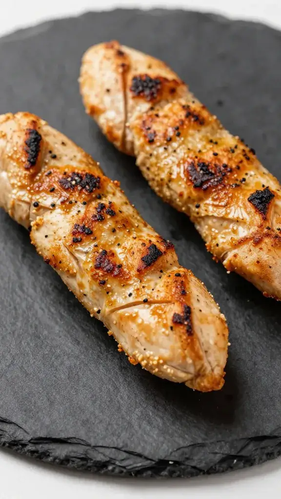 pan-seared chicken kofta on black slate plate