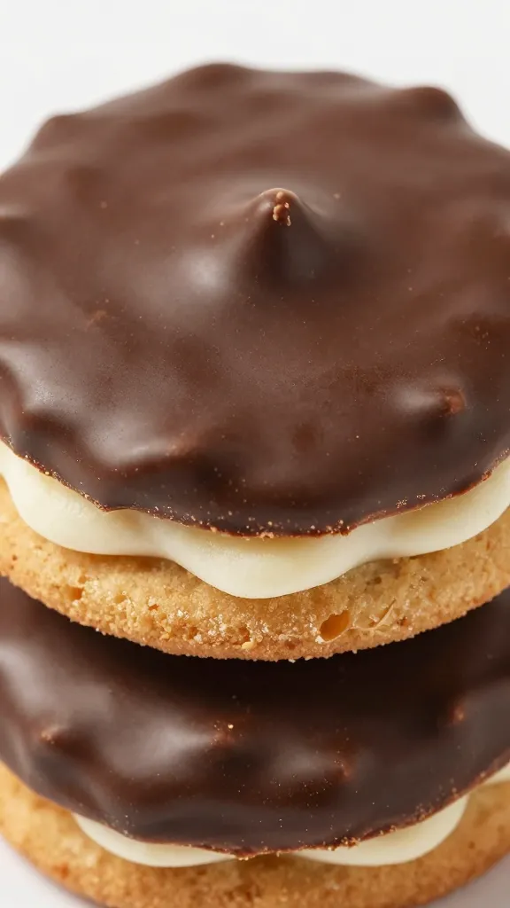 glossy chocolate-dipped no-bake coconut cookie, macro shot