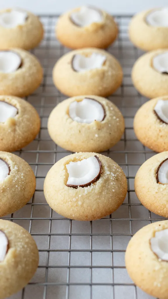 chilled no-bake coconut cookie on cooling rack, shallow depth