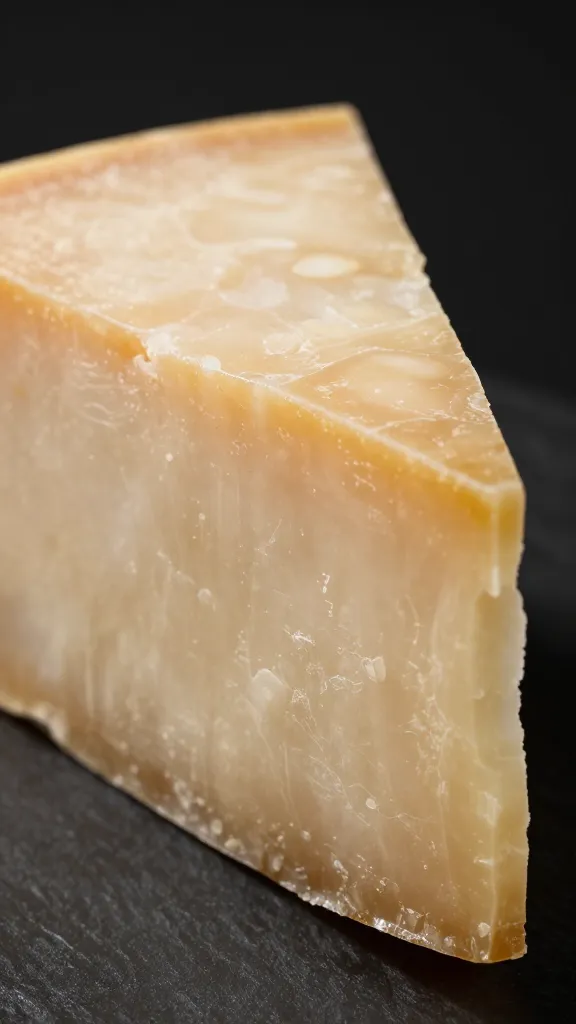 parmesan wedge with rind, tight macro