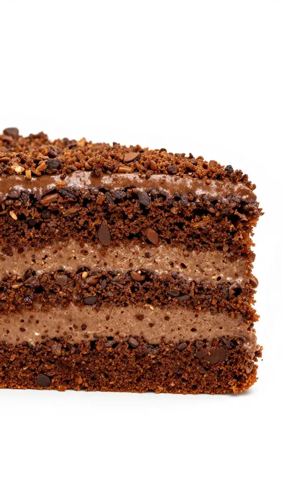 espresso-soaked cake layer cross-section, clean background