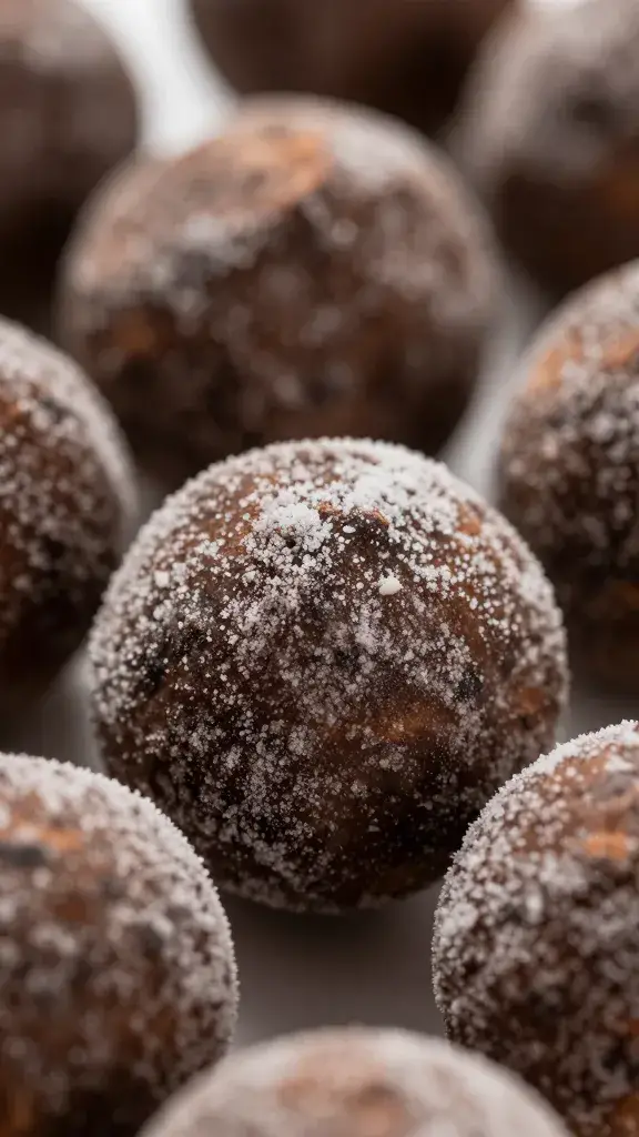 cocoa-dusted truffle, macro shot, shallow depth of field