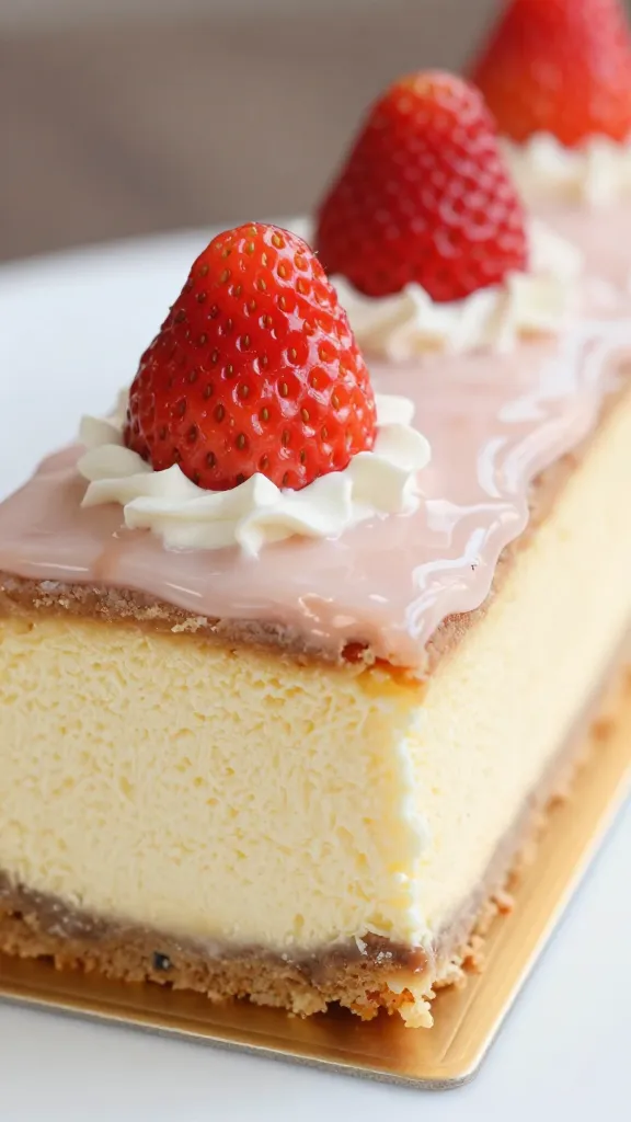 closeup strawberry cheesecake Cinnabon roll with glossy icing