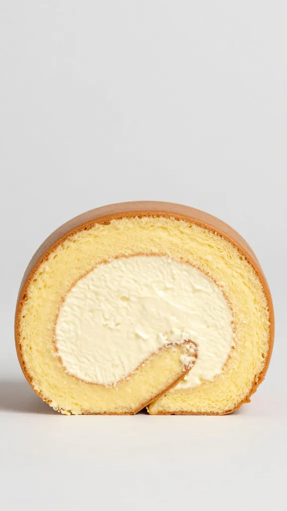 single sliced Cinnabon roll showing cheesecake swirl