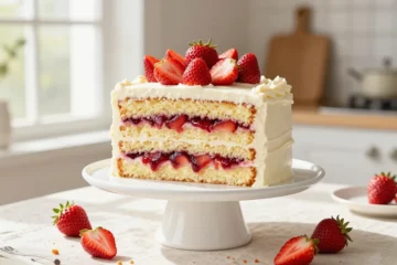 Vanilla Cake with Strawberry Filling That Screams Summer