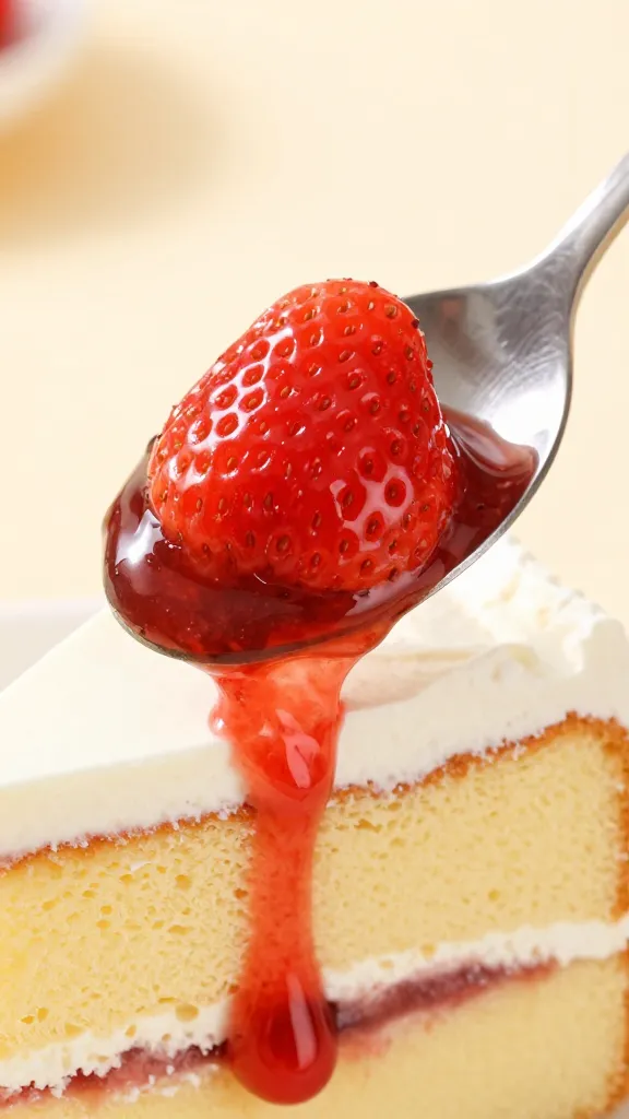 glossy strawberry filling spooned on cooled cake layer