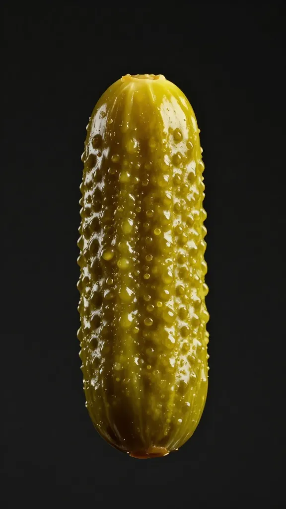 dill pickle spear with condensation, studio lighting