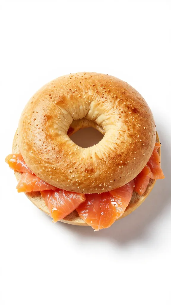 single toasted everything bagel with smoked salmon