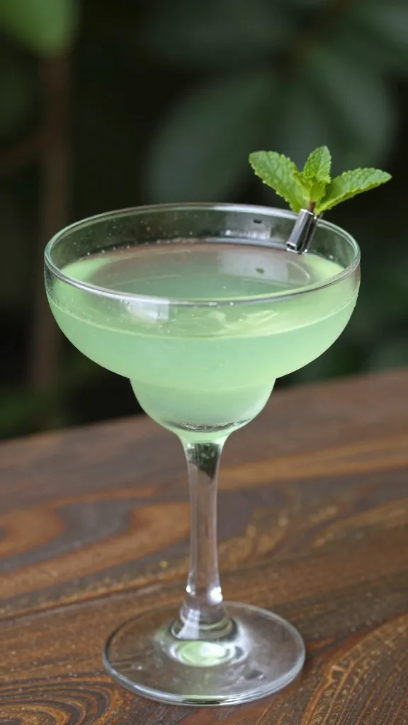 mint sprig clipped over picnic cocktail glass