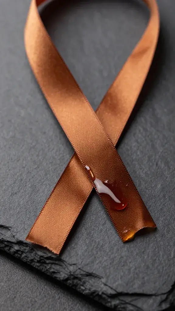 dark amber syrup ribbon on black slate, closeup