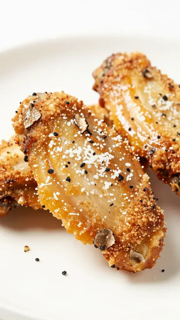 parmesan-dusted wing with visible truffle shavings