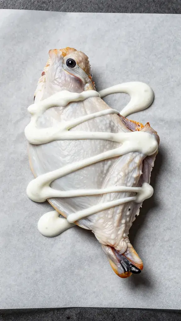 single wing on parchment with ranch drizzle