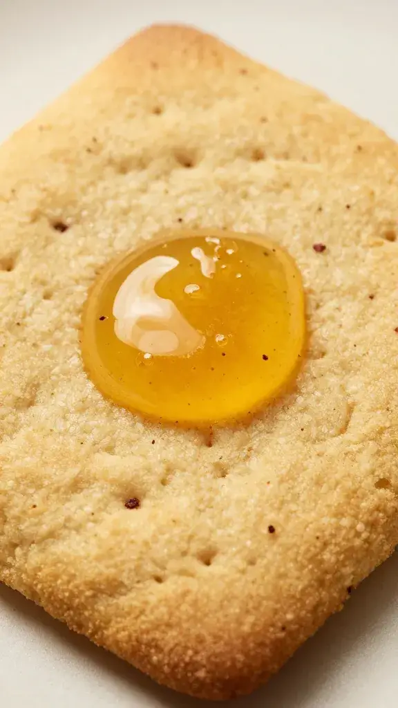 chili flake–studded honey butter on biscuit surface