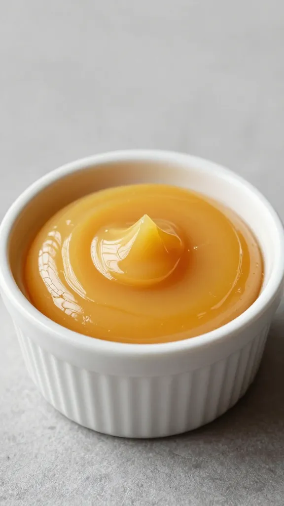 small ramekin of hot honey butter, viscous and glossy