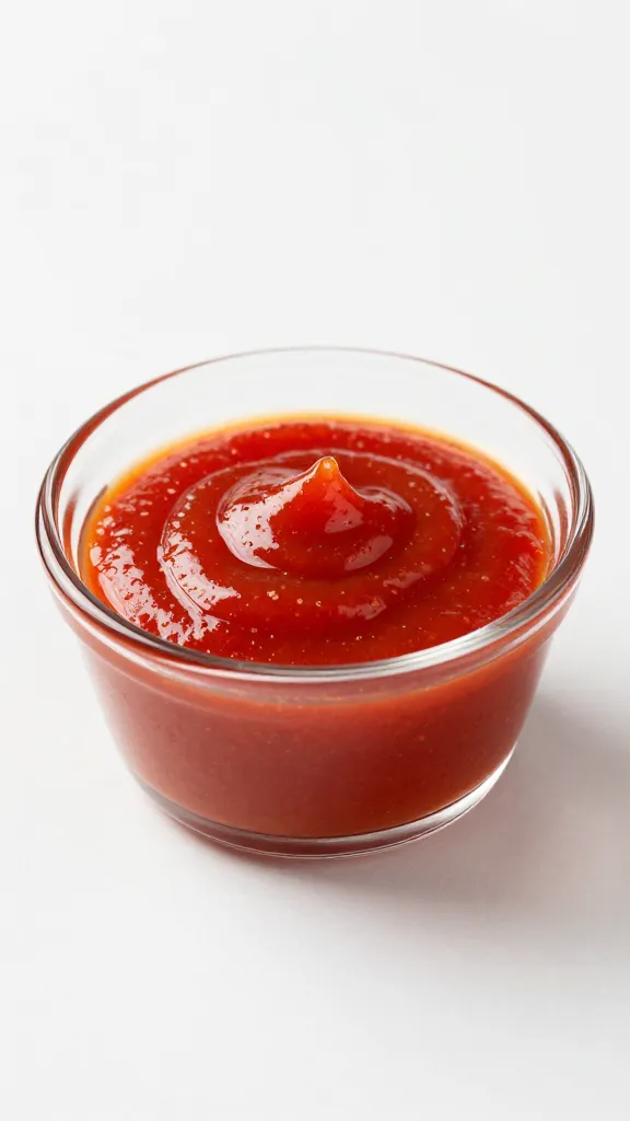 glass ramekin of ultra-smooth red pepper coulis