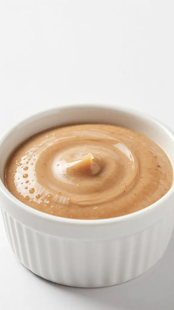 white ramekin of monkey gland sauce with brush marks