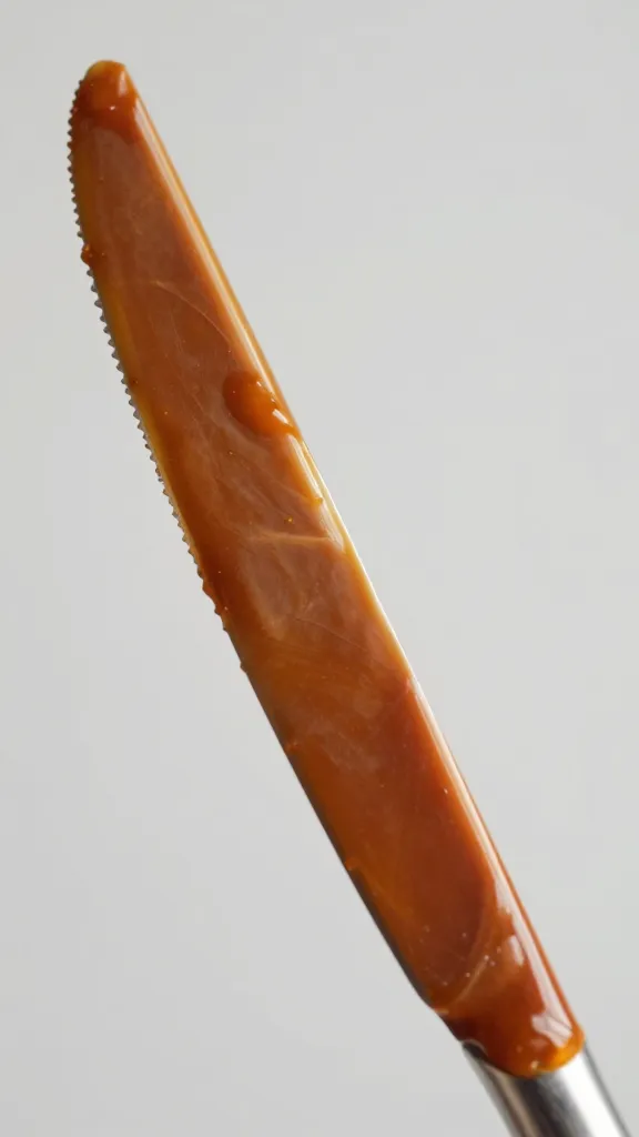 steak knife coated in caramelized monkey gland sauce