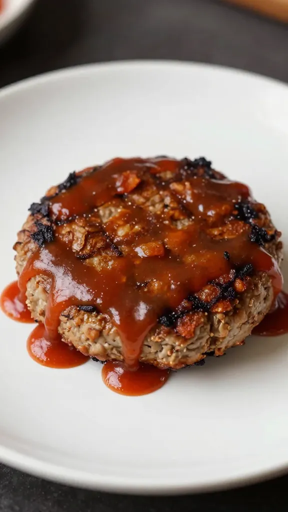 single grilled burger patty glazed with berbere ketchup