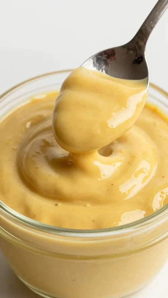 spoonful of glossy Swedish dill mustard sauce