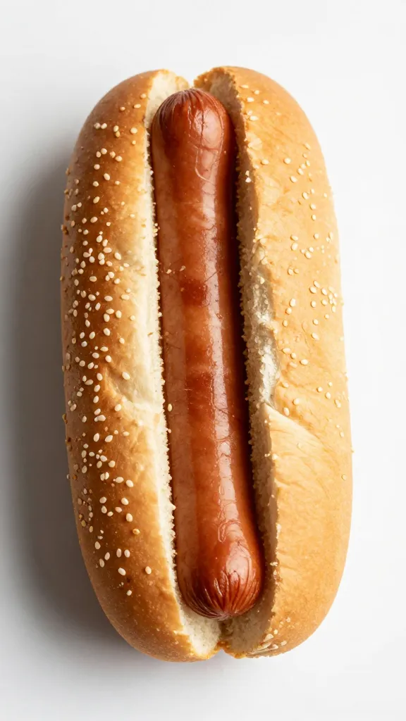 sesame hot dog bun, interior lightly toasted