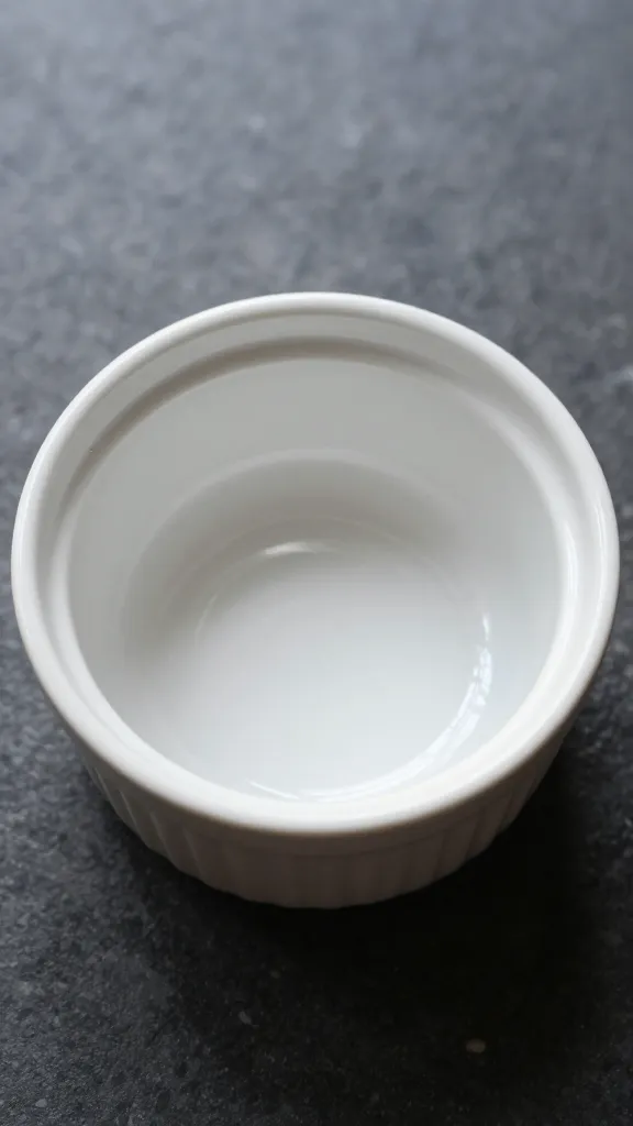white ceramic ramekin of mojo picón, overhead