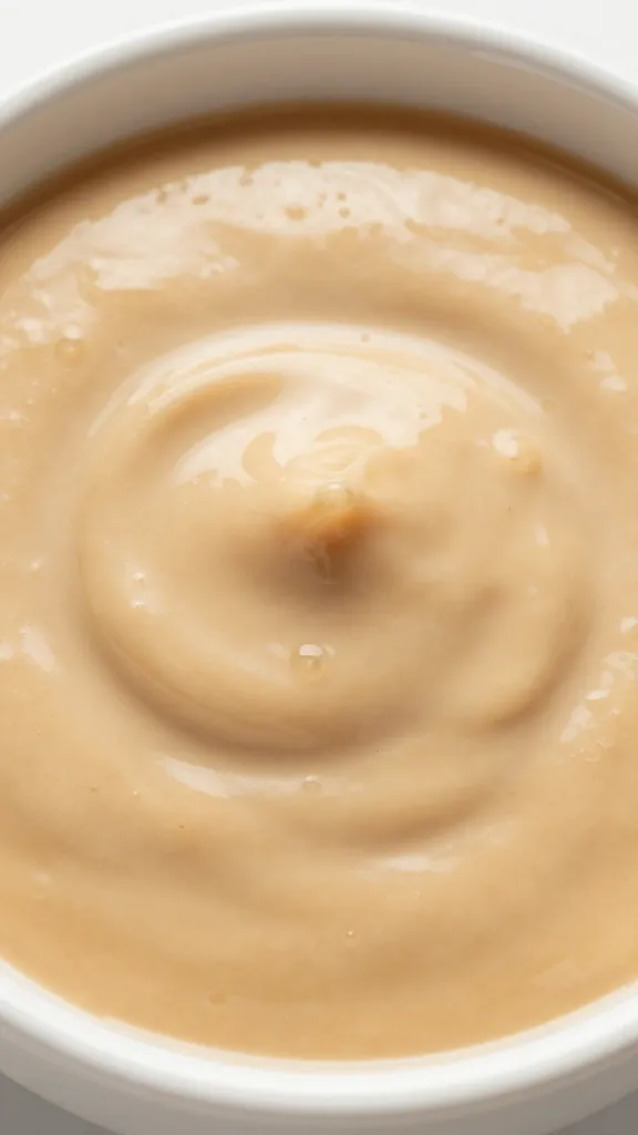 closeup bowl of Huancaína sauce, smooth glossy surface