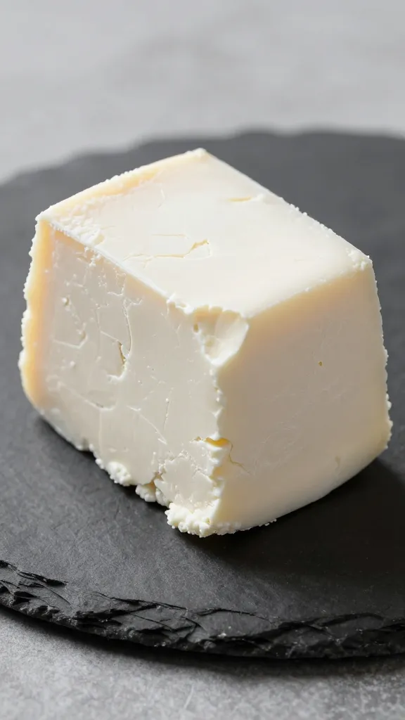 queso fresco block on slate, crumbly texture