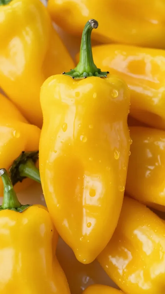 fresh aji amarillo pepper, vibrant yellow closeup