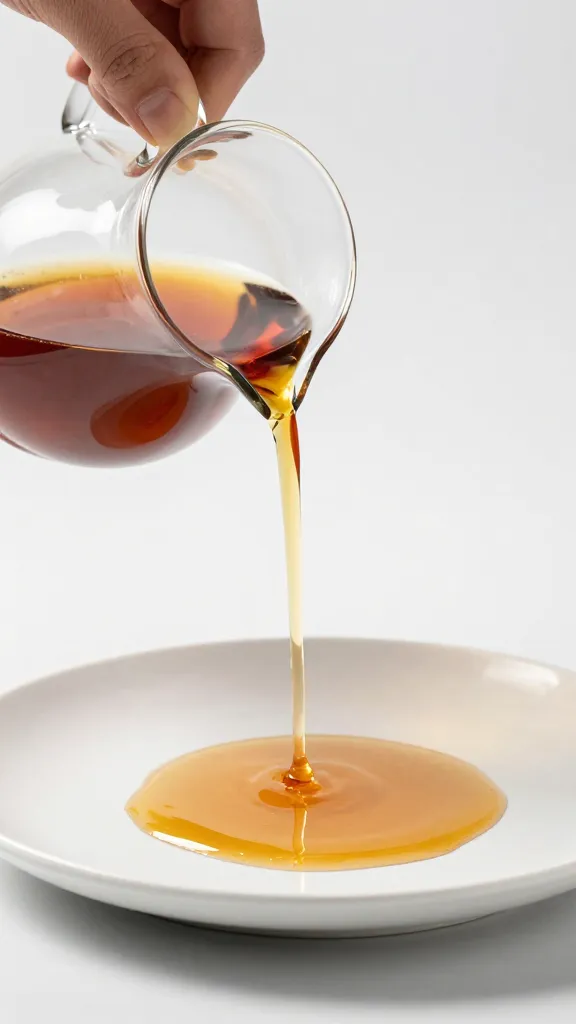 small glass pitcher pouring Huancaína onto plate