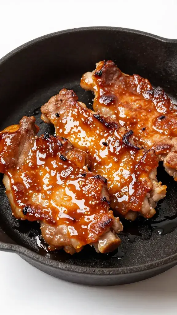 cast-iron pork chop with caramelized kecap manis finish