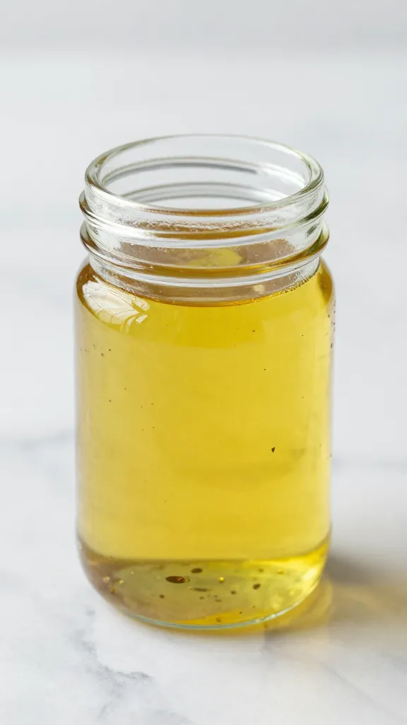 glass jar of ginger scallion oil on marble
