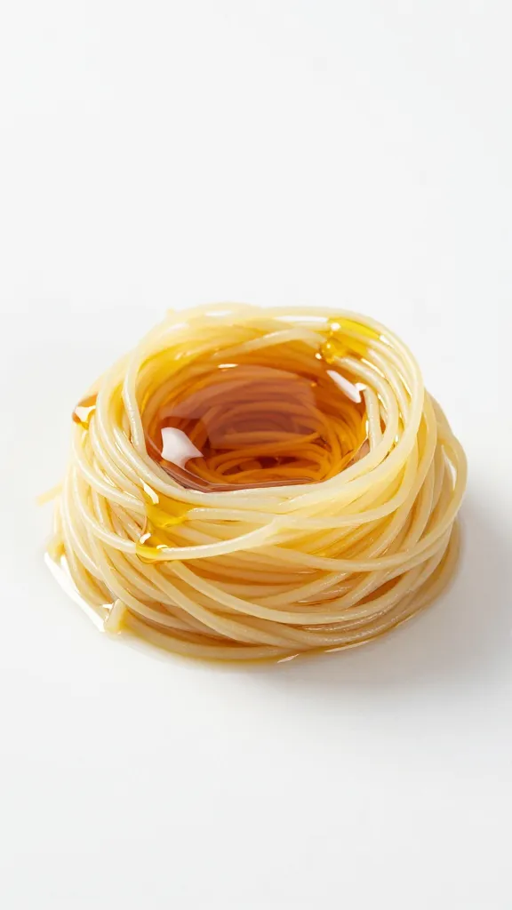 single noodle nest topped with ginger scallion oil