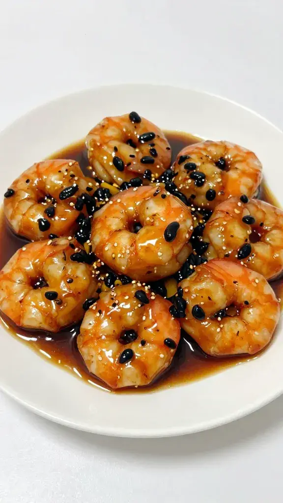 single stir-fried shrimp glazed in black bean garlic sauce