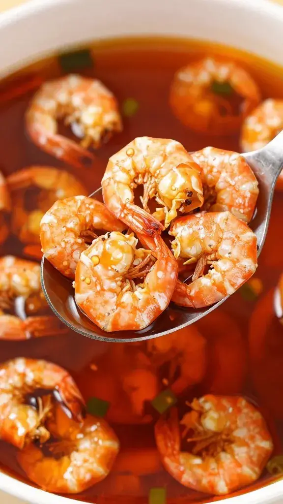 spoonful of crispy dried shrimp in chili oil