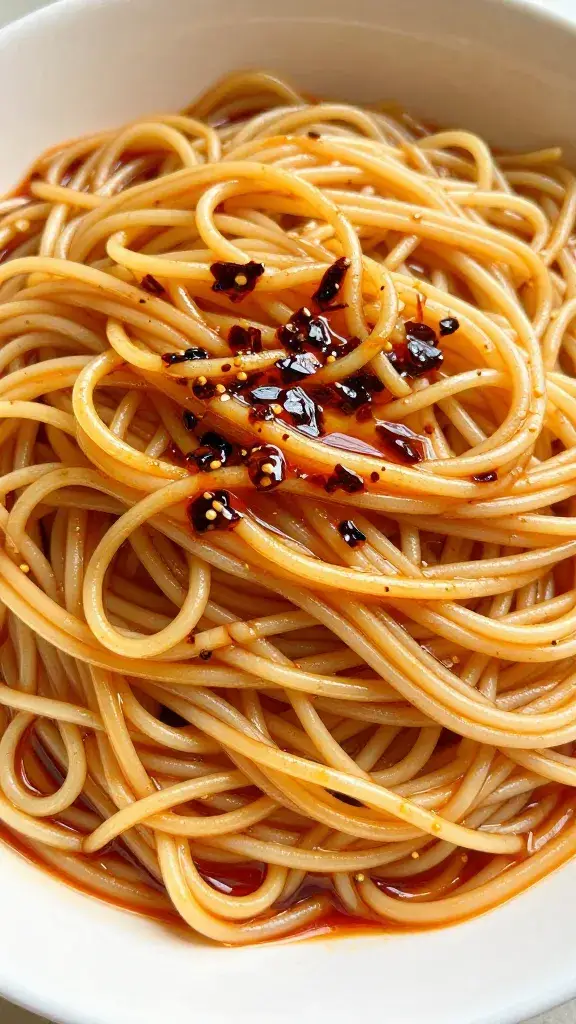 plain noodles slicked with XO Quickie chili oil