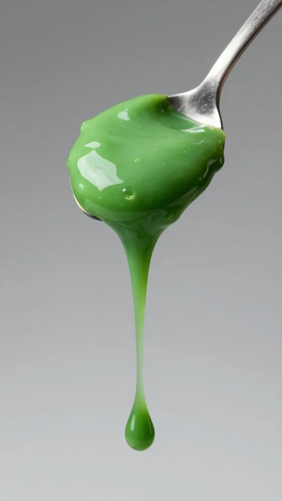 spoonful of green S’chug dripping, studio lighting