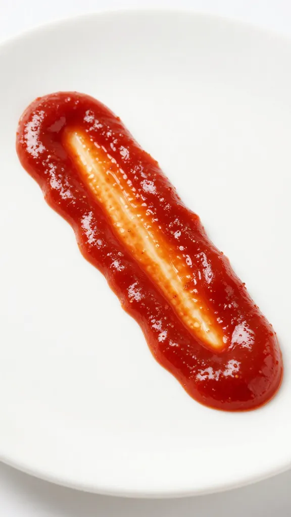 brushed-on stripe of baharat ketchup on white plate