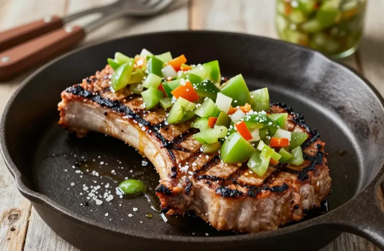 Viral Green Tomato Relish Bbq | Southern Tang on Pork Chops