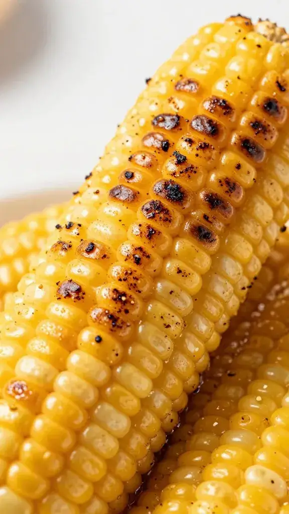 charred corn cob coated in cajun crawfish butter, detail shot