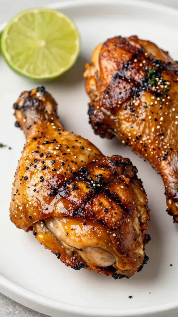 Brushed chili lime beer mop on grilled chicken thigh