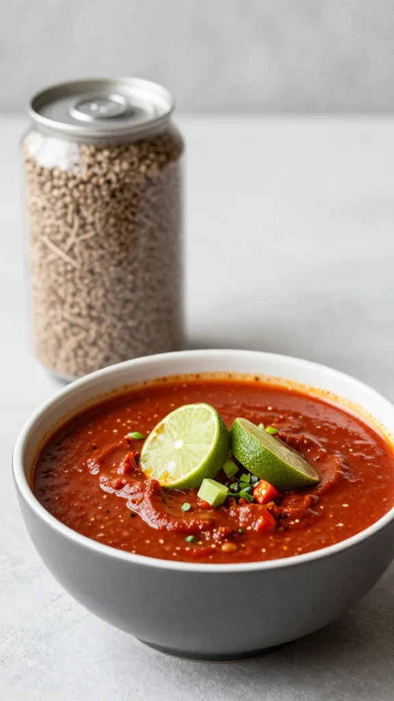 Lager can beside bowl of chili-lime mop, shallow focus