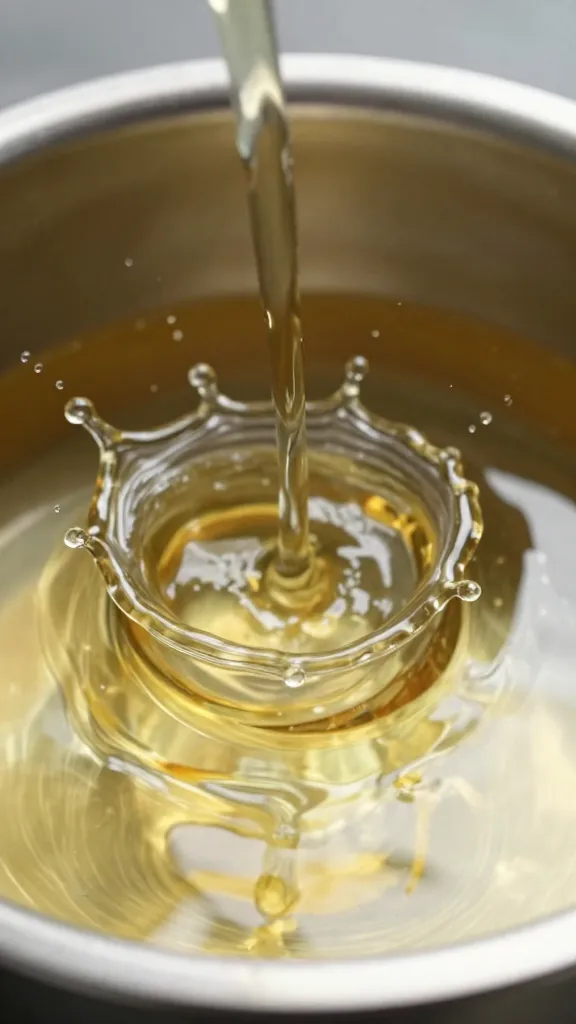 Apple cider vinegar splash into simmering glaze