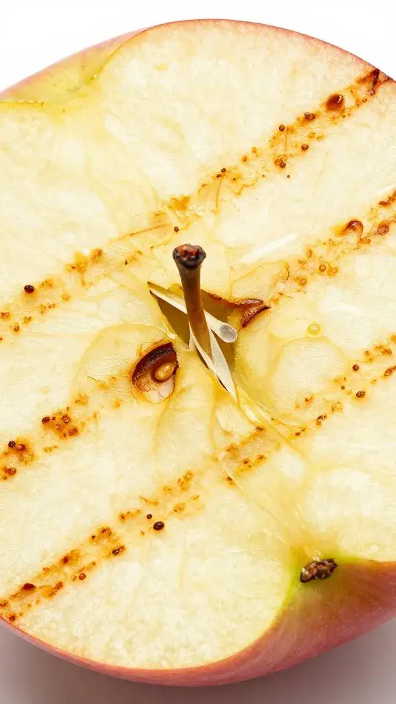 single apple slice with visible grill marks, closeup