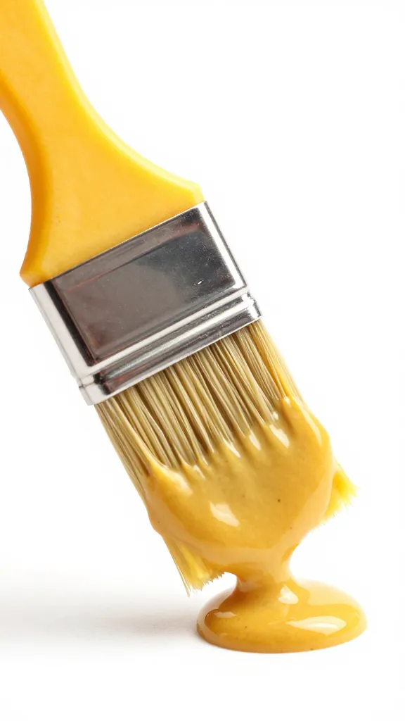 basting brush loaded with maple mustard beer glaze, closeup