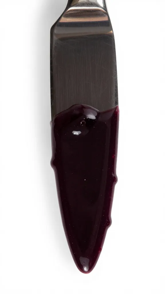 steak knife tip coated with blackberry bourbon glaze