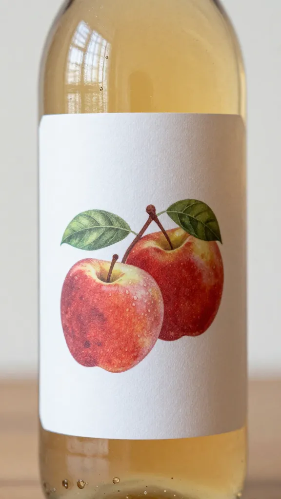 closeup bottle of apple cider vinegar with craft label